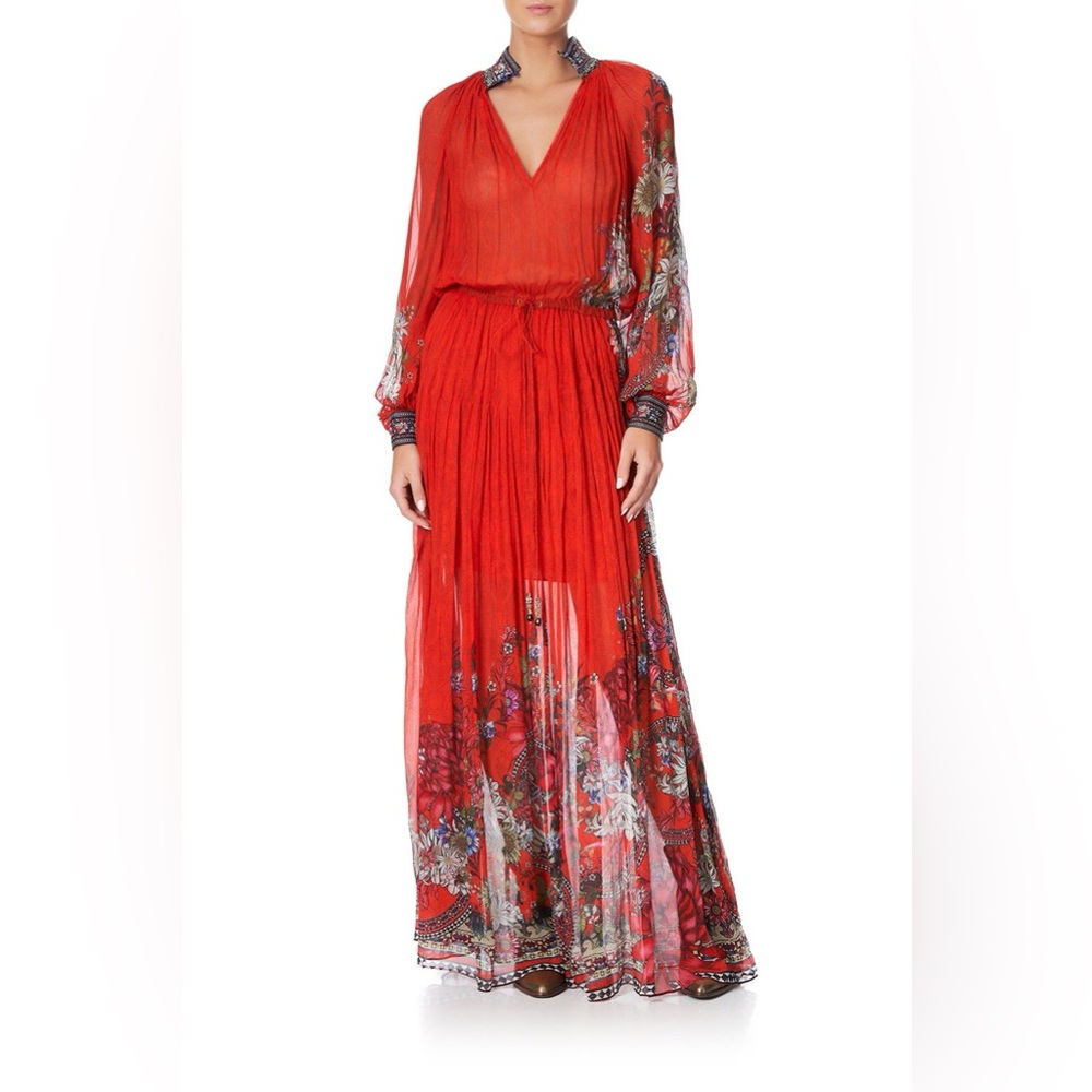Camilla Wondering Waratah Long Sleeve Dress With Collar in Small - Picture 7 of 11